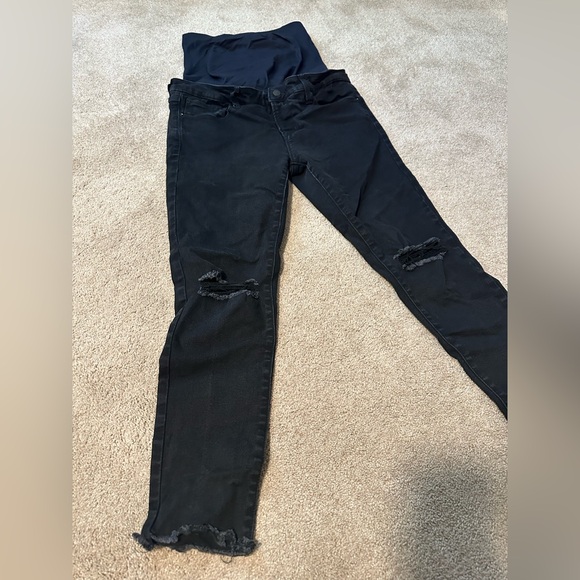 BLANQI Black Denim Cropped Ankle Maternity Jeans Size 14 - Picture 2 of 8